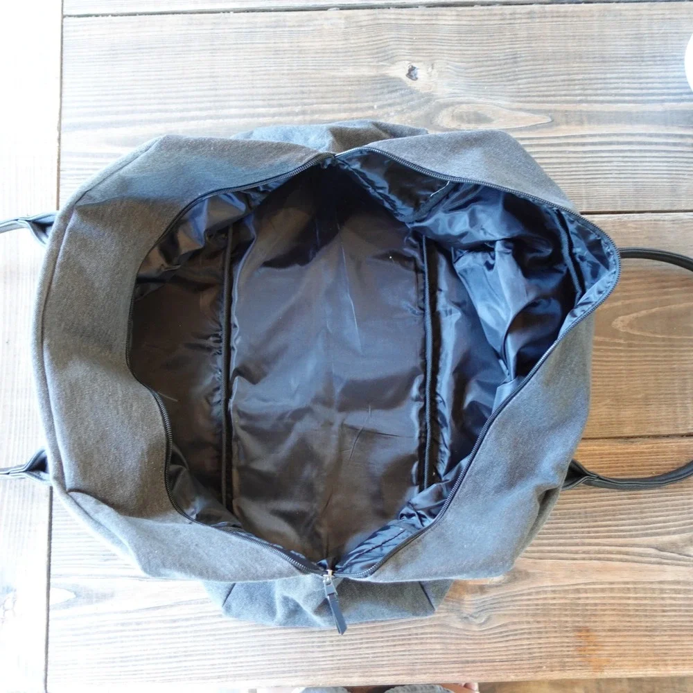 John Varvatos Mens Canvas Duffle Bag Grey Travel Weekender Carry On Gym Modern